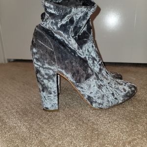 Silver Velvet Booties